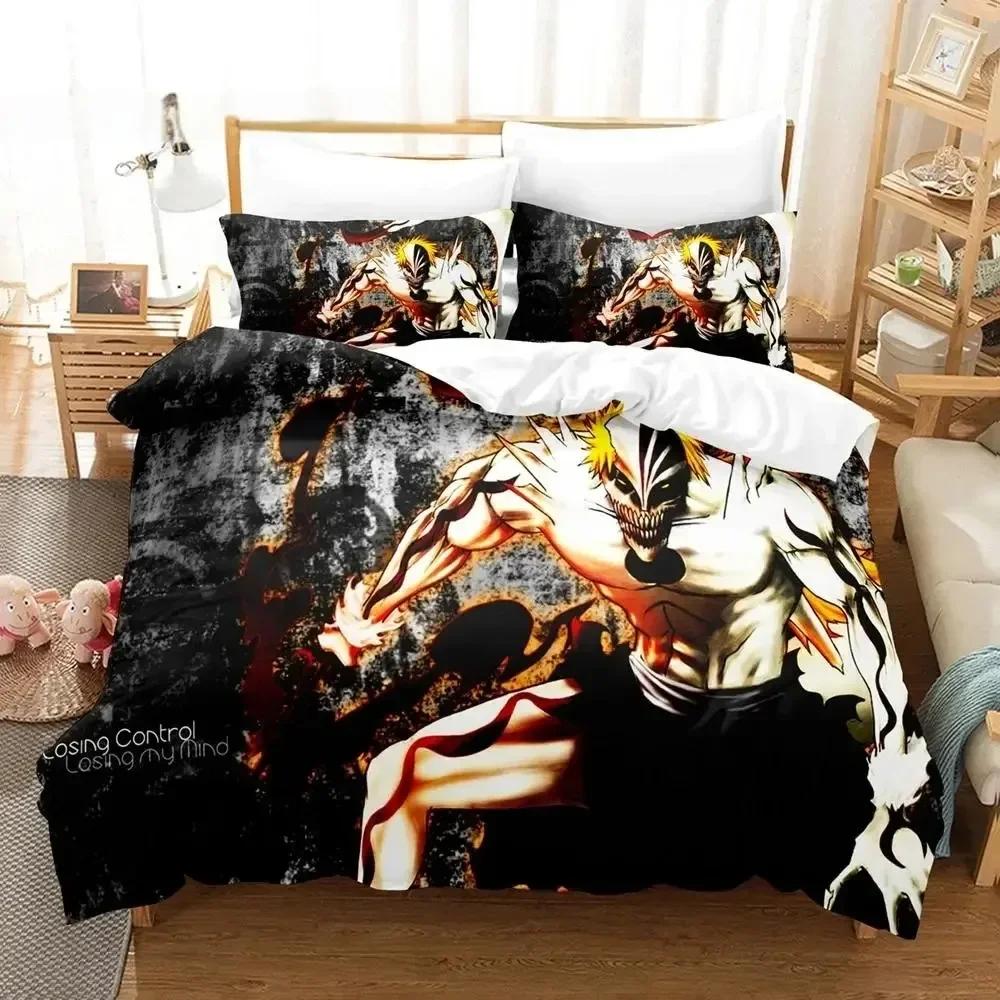 Комплект постельного белья Аниме Zangetsu Bleach с 3D-печатью, Односпальный, Полуторный, Двуспальный, Кинг-сайз, Комплект для кровати Кинг-сайз, Для взрослых, Для детей, Комплекты пододеяльников для спальни
