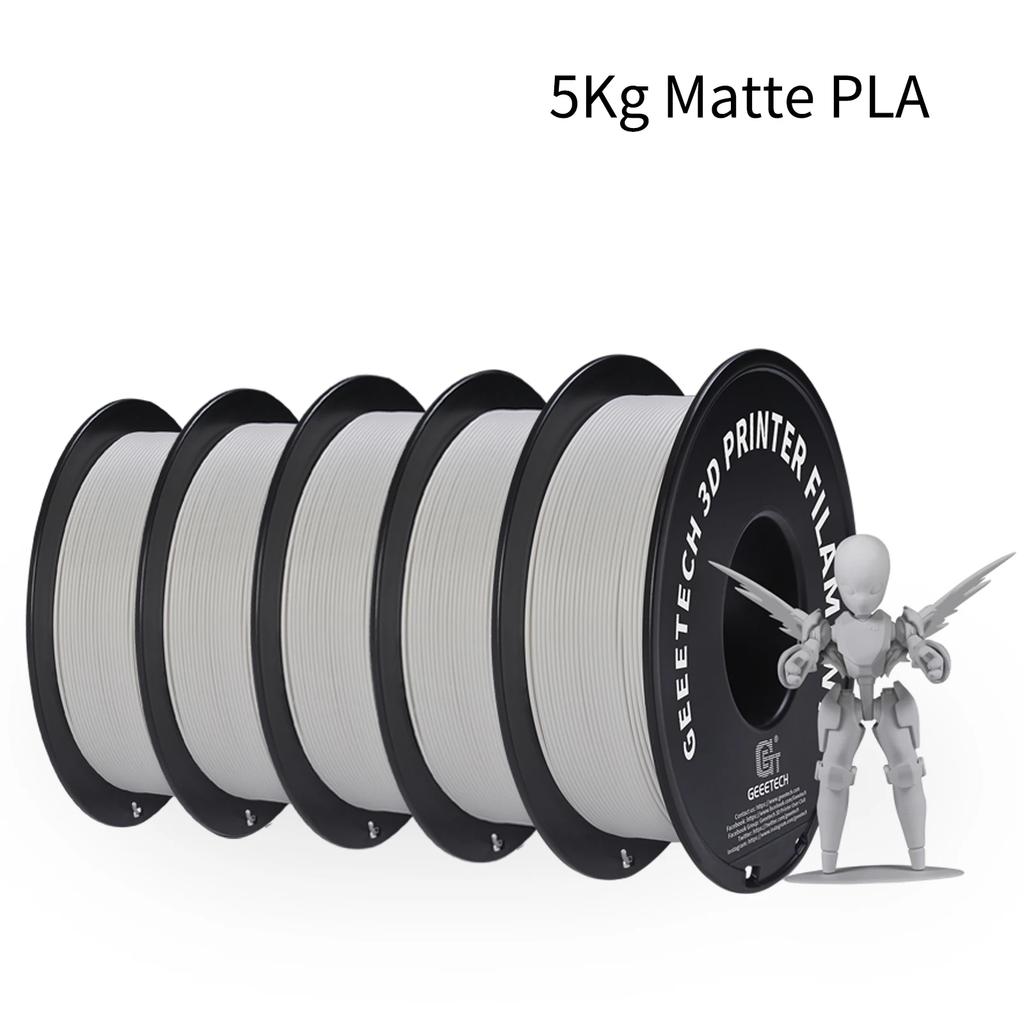 Geeetech 5kg Matte Filament PLA 1.75mm, 3D Printer Material Polylactic Acid, Frosted Texture, Vacuum Packaging