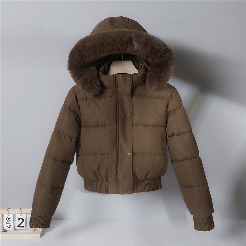 Новые пуховые хлопчатобумажные куртки для женщин, зимние короткие утолщенные хлопчатобумажные куртки, свободные маленькие хлопчатобумажные куртки, прилив