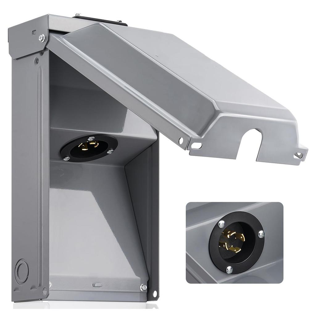 Generator Power Outlet Box Rain Proof Stainless Steel 30 Amp 4 Cores Electric Generator Power Outlet Box