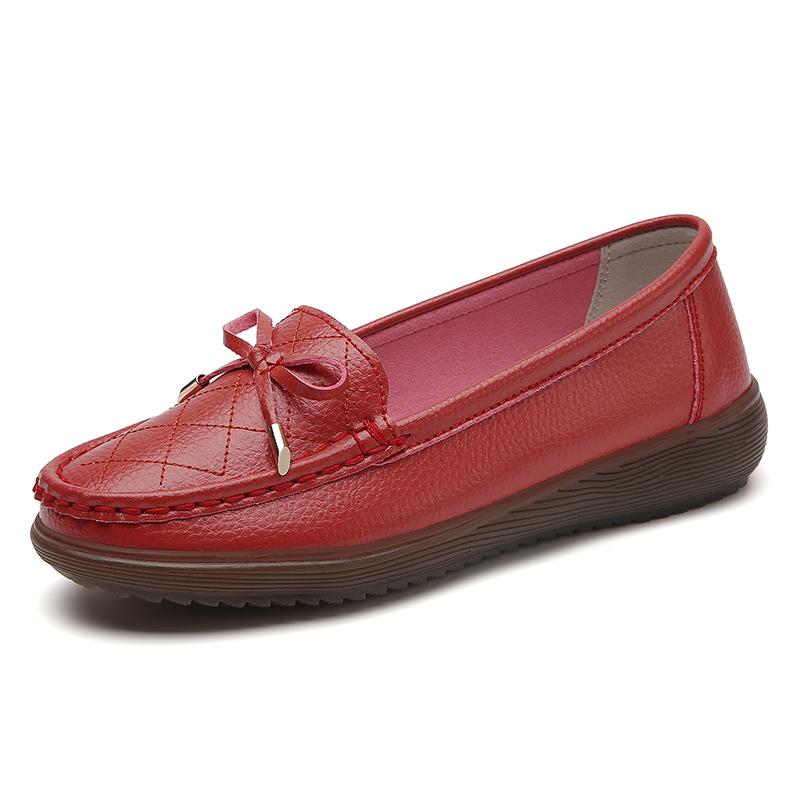 Fashion New Large Size Women's Flat Leather Shoes Hundred Head Layer Cowhide Leather Shoes Casual Comfortable Light Fashion Women Shoes