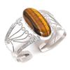 Натуральный камень Тигровый глаз Серебро 925 пробы Манжета-браслет Регулируемый O7z61