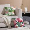 Forest Flamingo Palm Leaves Plant Pattern Art Cushion Cover Throw Pillow Cover Hidden Button Durable Polyester Chair Cushion