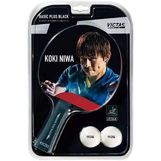 VICTAS Настольный теннис BASIC PLUS Рукоятка для рукопожатия 320050 Ракетка, Обрезиненная, ЧЕРНАЯ, Расклешенная,