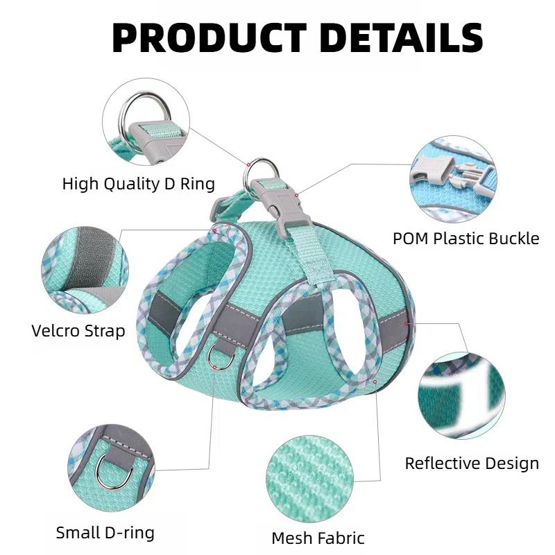 Собака Кошка Домашнее животное Шлейка Поводок Набор Регулируемый Светоотражающий Защищенный от побега Щенок Котенок Домашнее животное Жилет Шлейка Ошейник для собаки Аксессуары для маленьких собак