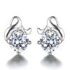 Temperament Female Stud Earrings, Female Korean Version Zircon Flower Stud Earrings, Silver Jewelry, Fashionable Silver-plated Ear Jewelry