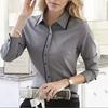 Womens Slim Fit Long Sleeve Shirt Stylish Color Block Office Work Blouse Casual Commute Top