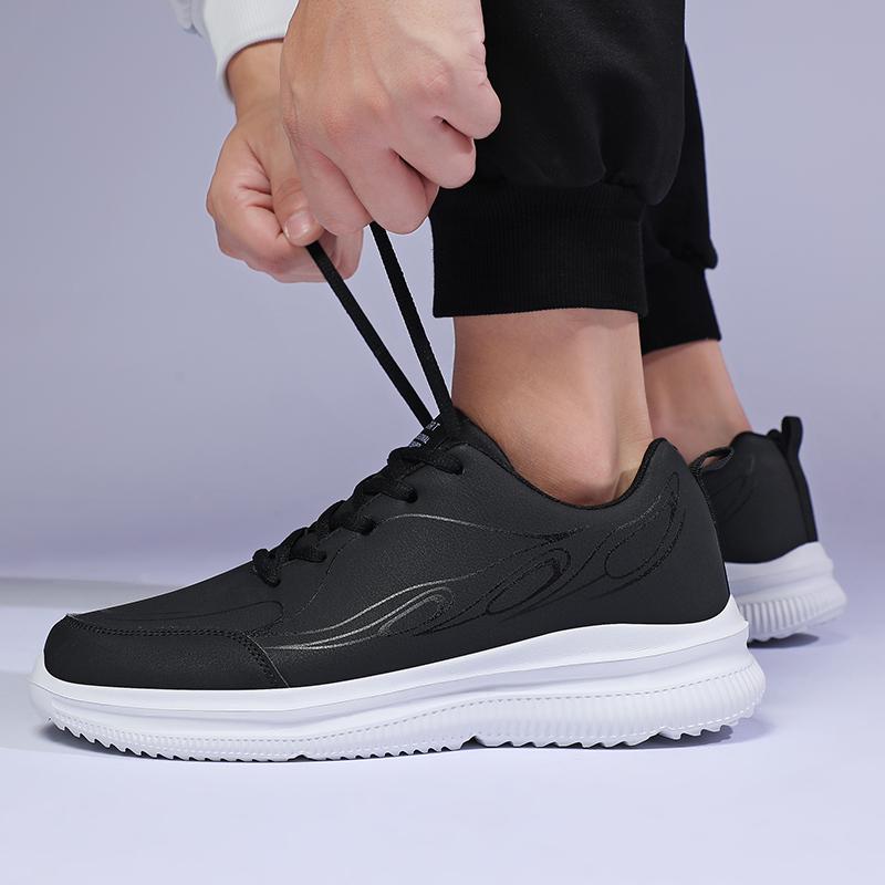 Весенне-осенние водонепроницаемые противоскользящие кроссовки с кожаной поверхностью, дышащая повседневная мужская обувь очень большого размера