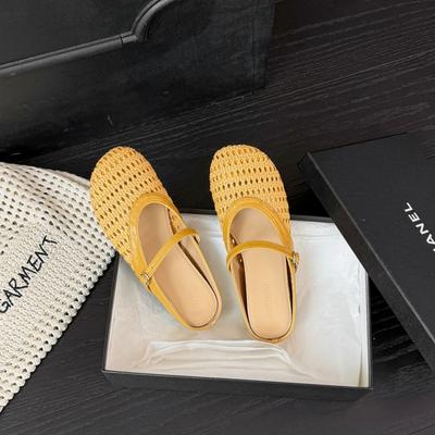 Маленький размер~ см увеличение внутренней высоты простые плетеные прохладные тапочки женские дышащие с закрытым носком полушлепки