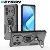 KEYSION Противоударный бронированный чехол для IQOO Z9 Turbo Мягкий силиконовый + PC Вертикальный металлический чехол-подставка для телефона для IQOO Z9 Turbo+ Z9 5G