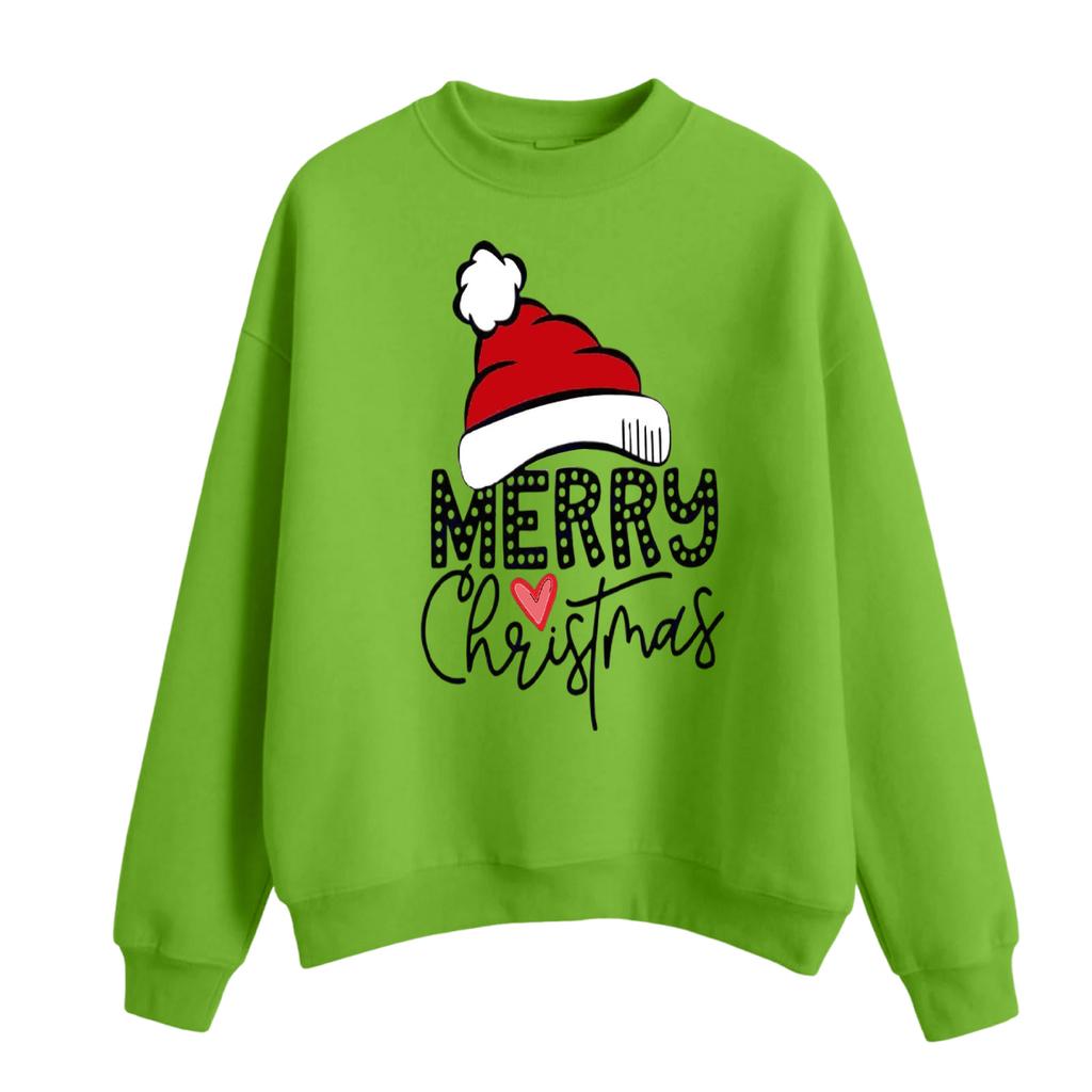 Женский повседневный модный свитшот с круглым вырезом и длинными рукавами с рождественским принтом