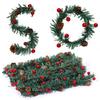 10/20 Pcs Christmas Garland Ties with Red Berries And Pine Cones Xmas Artificial Pine Garland Decorative Greenery Bands for Holiday Decor