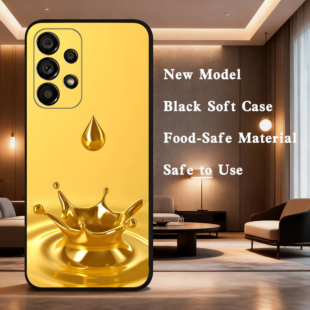 Wealth Art Dazzling Gold Phone For Samsung Galaxy A53,31,52,72,41,22,73,32,71,Note,J7,8,9,5G Soft Black Silicone Case