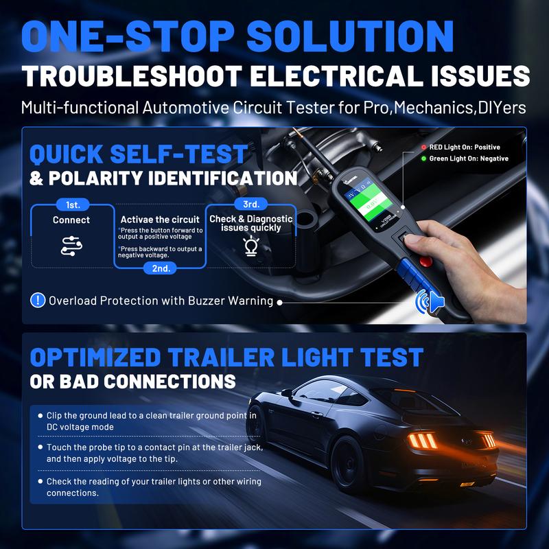 VDIAGTOOL V200 Автомобильный электрический тестер цепи 6В-30В Автомобильный набор зондов питания Тестер электрической системы ЖК-дисплей Тестер напряжения