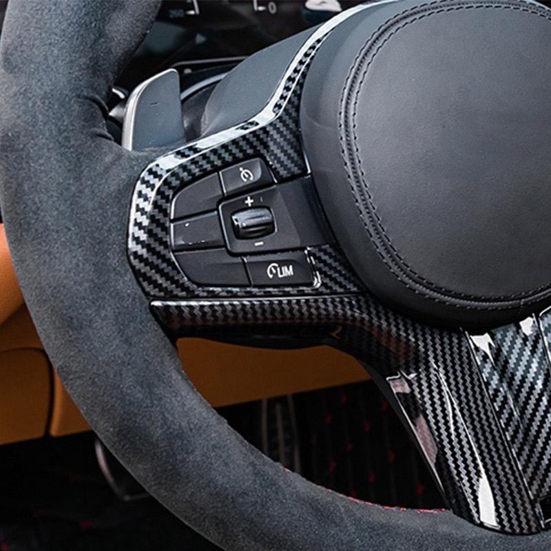Для BMW 5 серии G30 X4 X3 G01 G02 17-21 M Sport ABS из углеродного волокна, кнопка на руле автомобиля, наклейка на рамку автомобиля