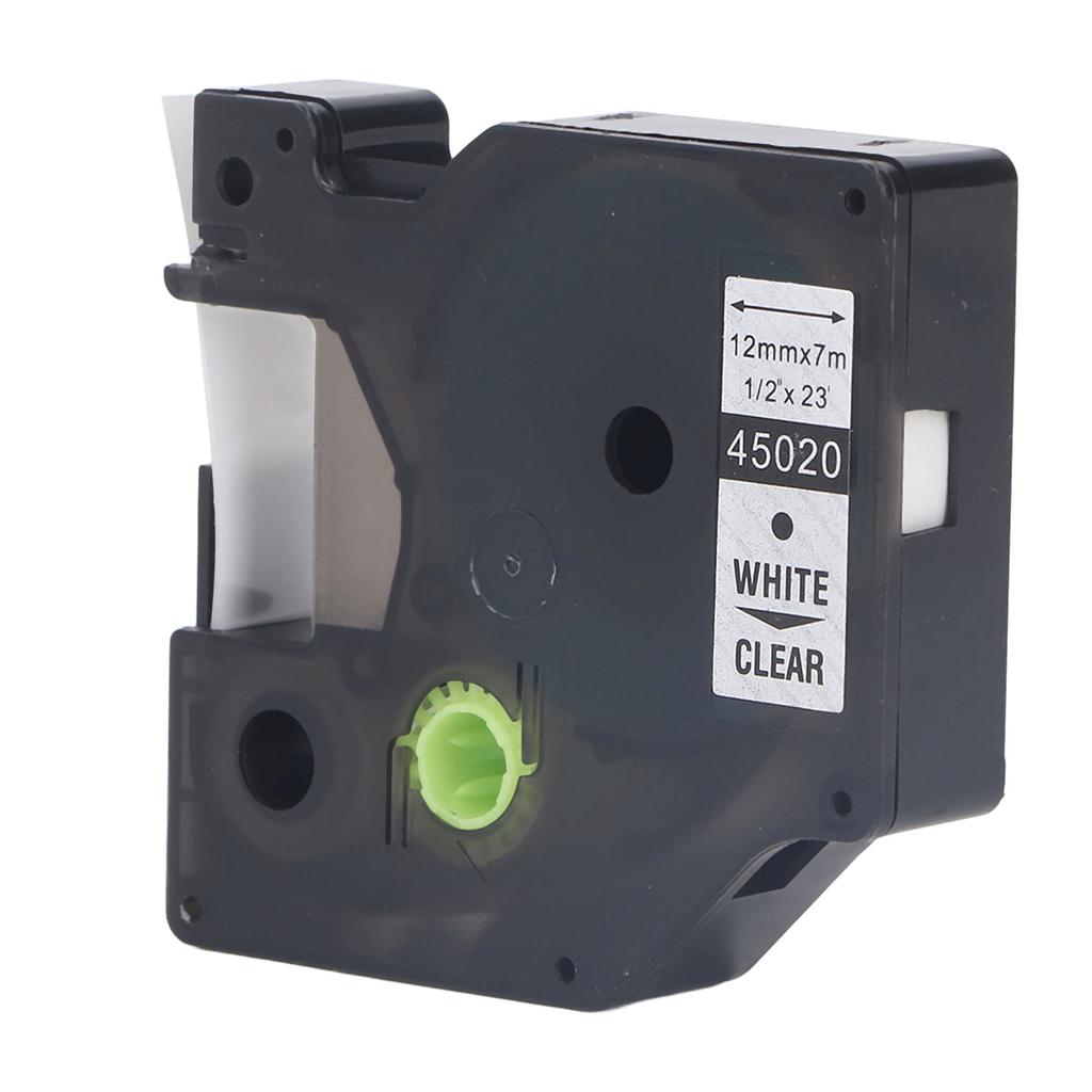 Label Maker Tape 12mm 23ft Long Waterproof Oil Resistant Even Ink Long Lasting Labeler Tape for