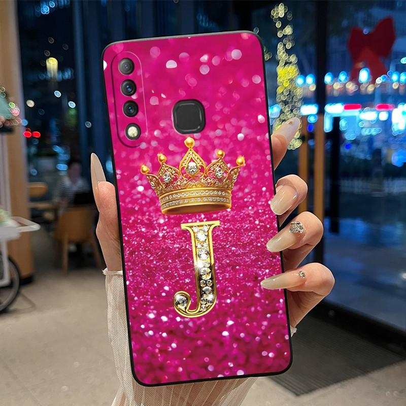 Красивый чехол-корона с буквами от А до Я для Infinix S4 Smart3 Plus X626 X267, черный, из мягкого силикона, противоударный