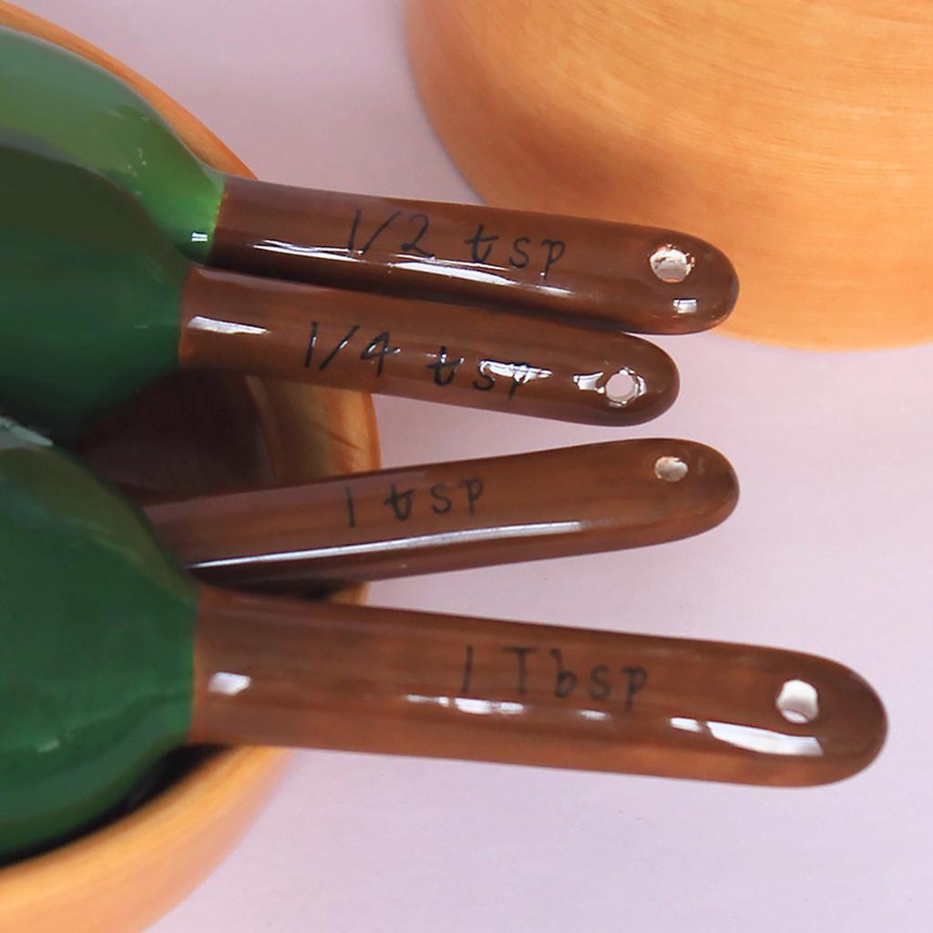 Cartoon Cactus Measuring Spoons Set Lead-free Earthenware Ceramic for Kitchen Home Ornaments