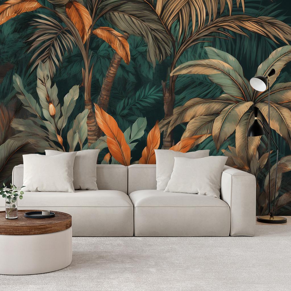 Wallpaper Palm Trees In a Jungle Landscape