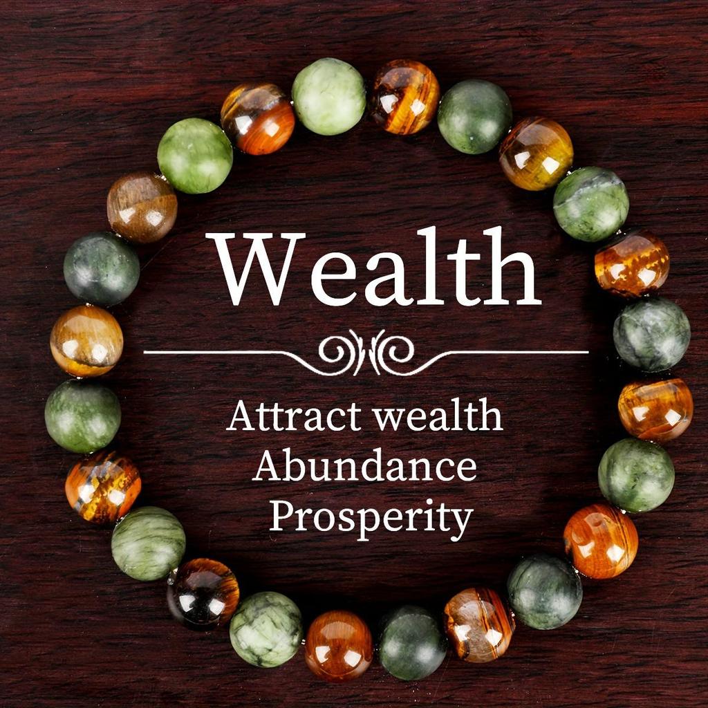 Малахитовый Тигровый глаз Бусинный Счастливый Браслет для Мужчин и Женщин