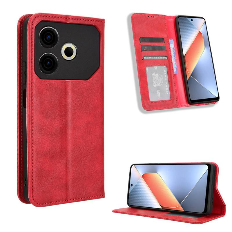 Флип-чехол для Tecno Pova 6 Neo 4G кожаный чехол [Flip Vintage Leather] кошелек ударопрочный прочный ретро-чехол для телефона