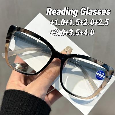 Модные очки для чтения «кошачий глаз» с защитой от синего света, женские, в стиле INS, с большой оправой, удобные пружинные дужки, очки для пресбиопии