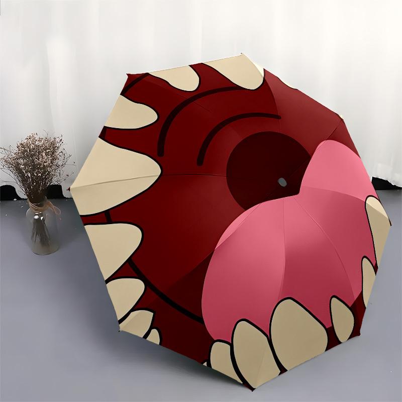 1pc Cartoon Open Mouth with Teeth Umbrella with Plastic Handle,Suitable for All Seasons Home Travel Outdoor UmbrellaM911