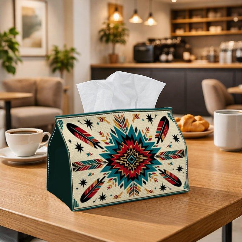 1pc Native American Tribal Ethnic Tissue Box Multifunctional, Star Geometric Pattern Bold Suitable for Home, Parties, And Car Decoration. This Decorat