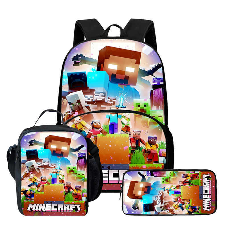Детский рюкзак с принтом Minecraft для начальной школы