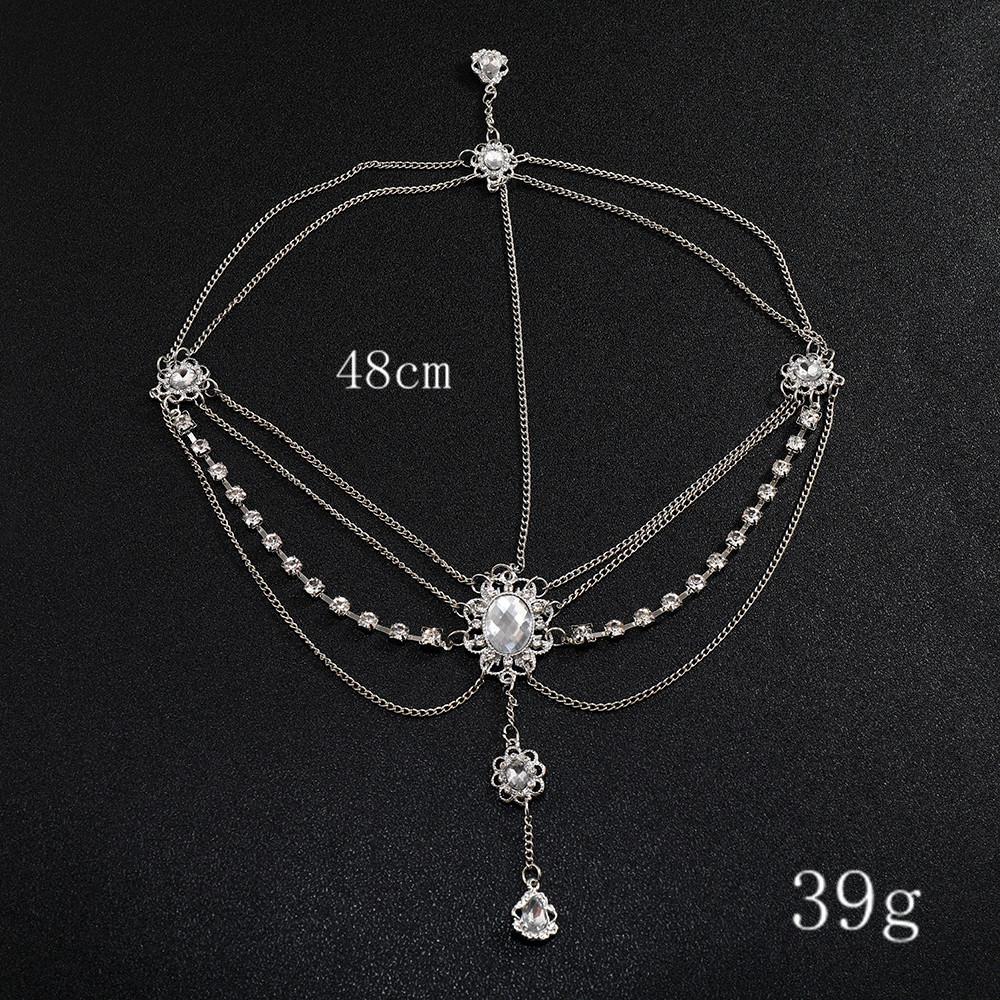 Rhinestone Elegant And Multi Layer Chain Design Women Silver Headwear Jewelry
