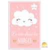[A0716] - Children's Canvas 'Head In the Clouds' Pink - 30x20 Cm