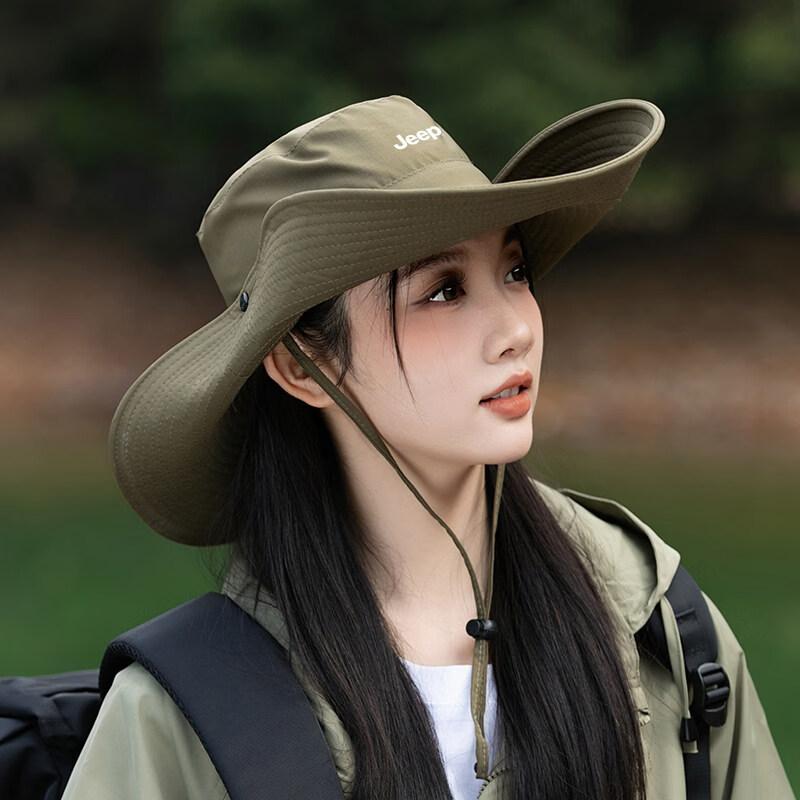 JEEP Western Cowboy Bucket Hat for Women Summer Outdoor Hiking Sunshade Wide Brim Sun Protection Hat
