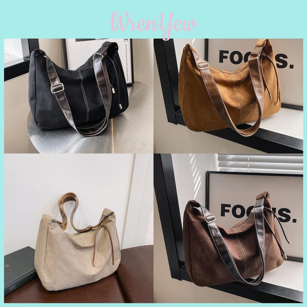 Style Suede Crossbody Bag With Top Stitching For Work And Outings