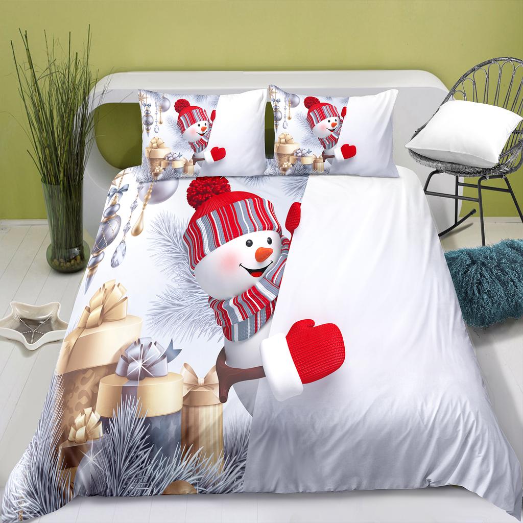 Постельное белье со снеговиком, пододеяльник и наволочка, комплект постельного белья размера «queen size», милые простыни размера «queen size» Juego De Cama