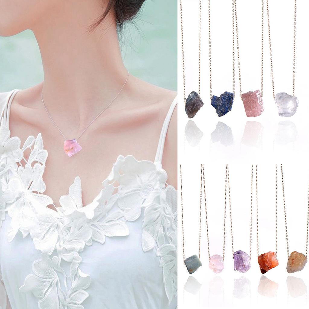 Natural Stone Irregular Multi-color Clavicle Chain Necklace With Accessories