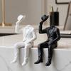 Artistic Bookshelf Accents 3D Printed Sitting Gentleman Ornament, Minimalist Abstract Faceless Figurine, Luxury Interior Design Pieces Aesthetic
