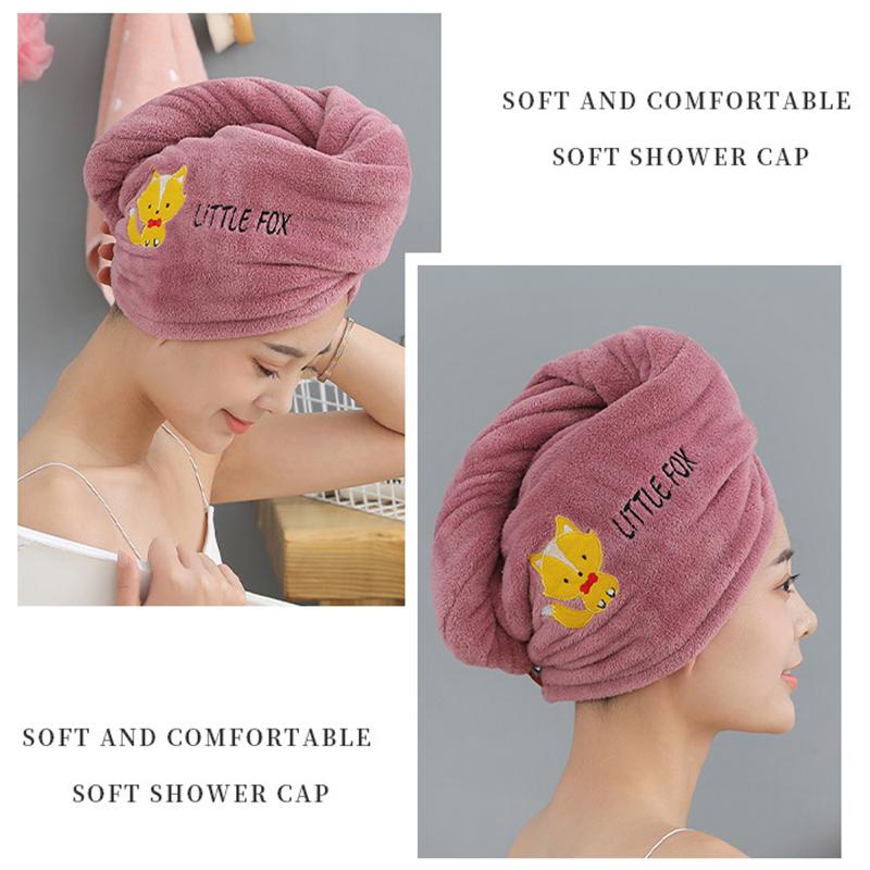 Волшебная шапочка для душа из микрофибры, двухслойное вышитое полотенце, шапочки для ванны, шапочка для сухих волос, быстросохнущая мягкая шапочка для леди, тюрбан