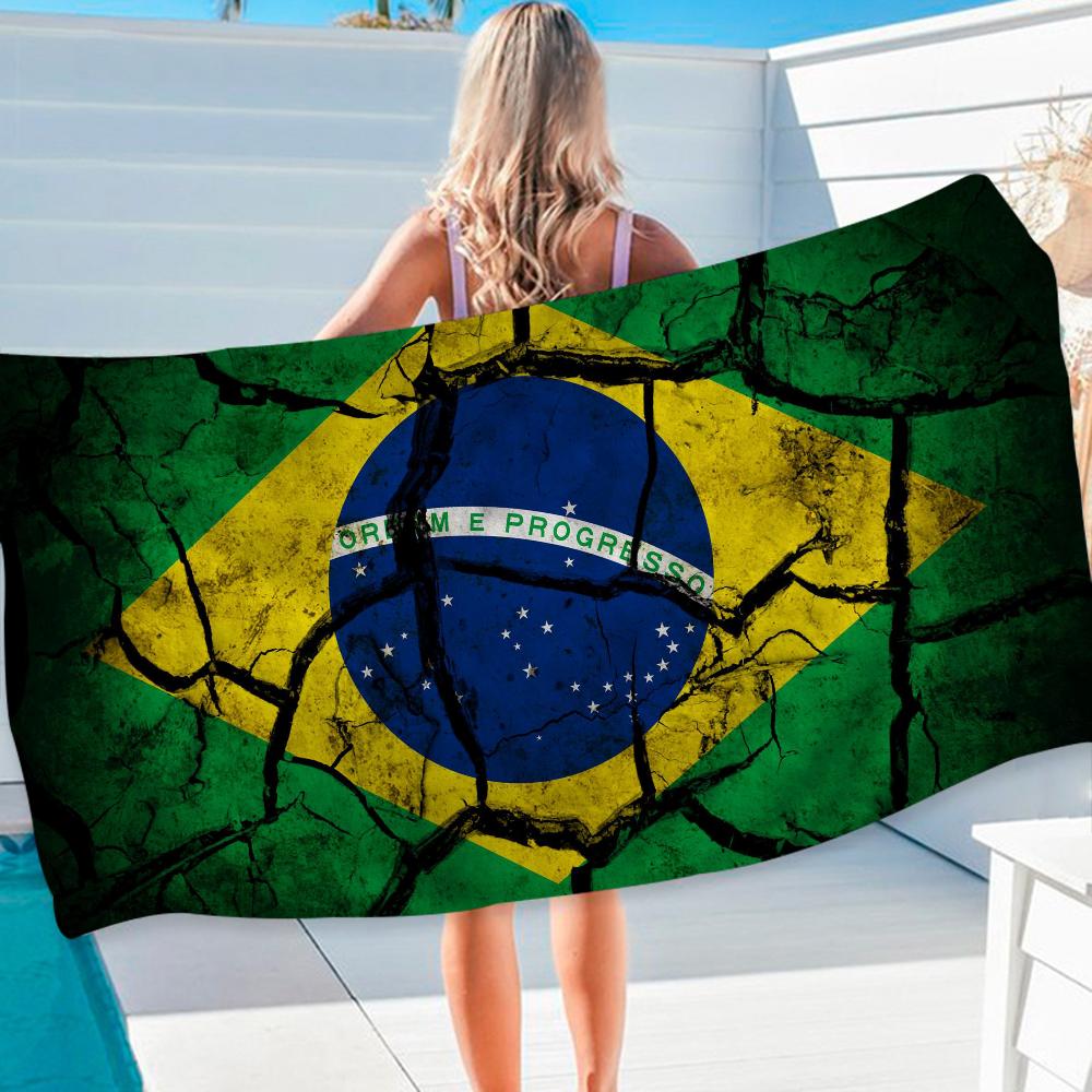Brazil Brazilian Flag Big Microfiber Beach Towels Quick Dry Towel Sand Beach Towels Pool Towel For Travel Swim Pool Yoga