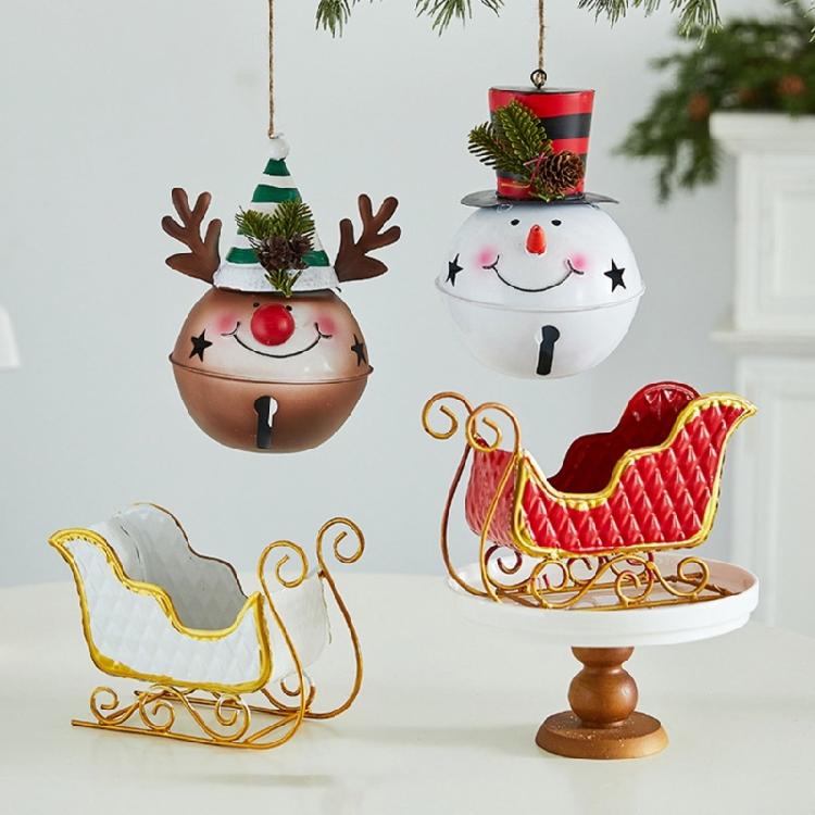 Christmas Sleigh Iron Sculpture Ornament Candy Bowl Container Mantels Decors For Home Office Centerpieces Decoration