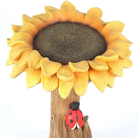 Sunflower Bird Bath Flower Pedestal Birdbath Sunflower Water Bowl Birdseed Tray