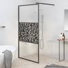 Walk In Shower Screen for Walk In Shower 100 x 195 cm Tempered Glass Stone Design Black