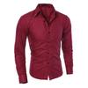Lapel Long Sleeve Single-breasted Men Shirt Slim Fit Solid Color Business Dress Shirt Top Daily Clothing