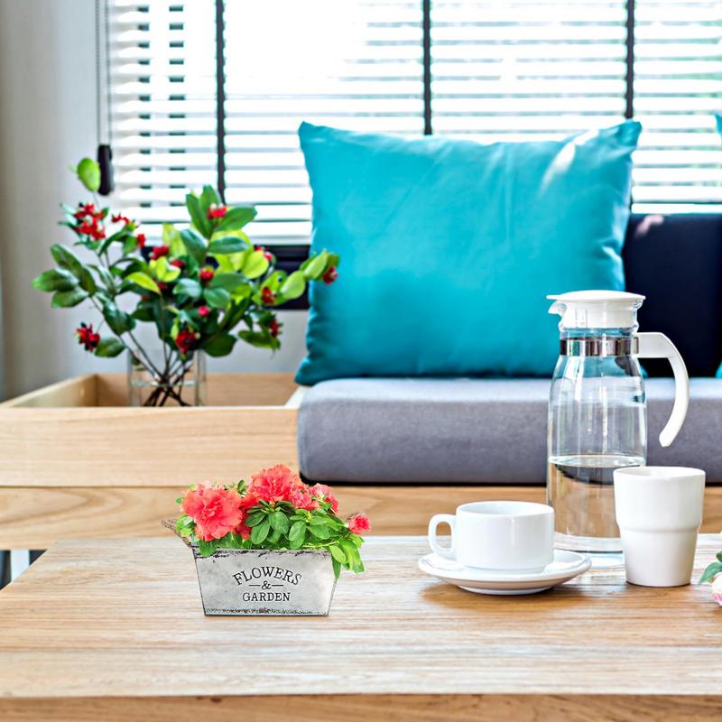 Железный цветочный горшок Старое ретро железное ведро Гостиная Жестяная европейская ваза Настольное ведро для хранения Украшение для сада Ведро для цветов Горшок