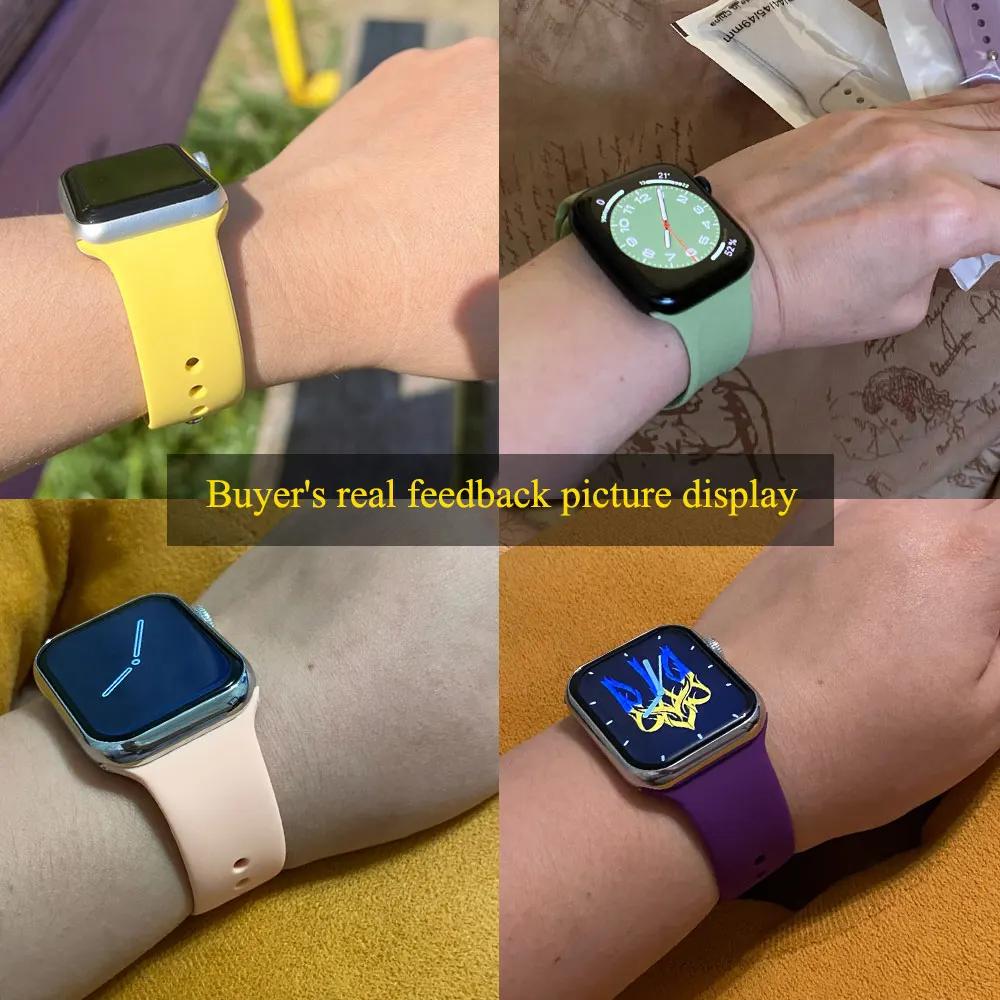 Силиконовый ремешок для Apple Watch Band 44 мм 40 мм 49 мм 45 мм 41 мм 38 мм 42 мм Correa Belt Bracelet IWatch Series 9 8 7 6 5 3 SE Ultra 2