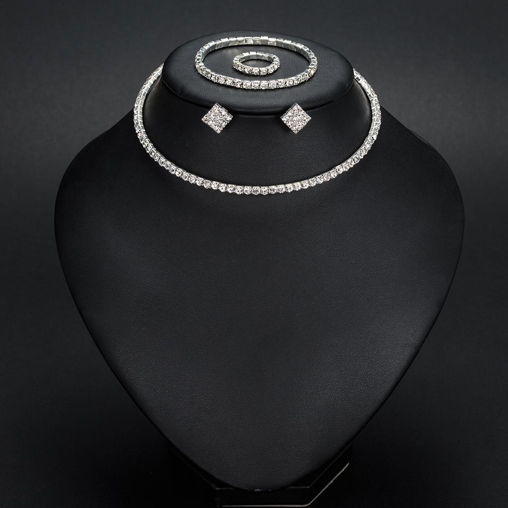 Классическое ожерелье-чокер со стразами, серьги и браслет, свадебные комплекты ювелирных изделий, свадебные аксессуары MIT