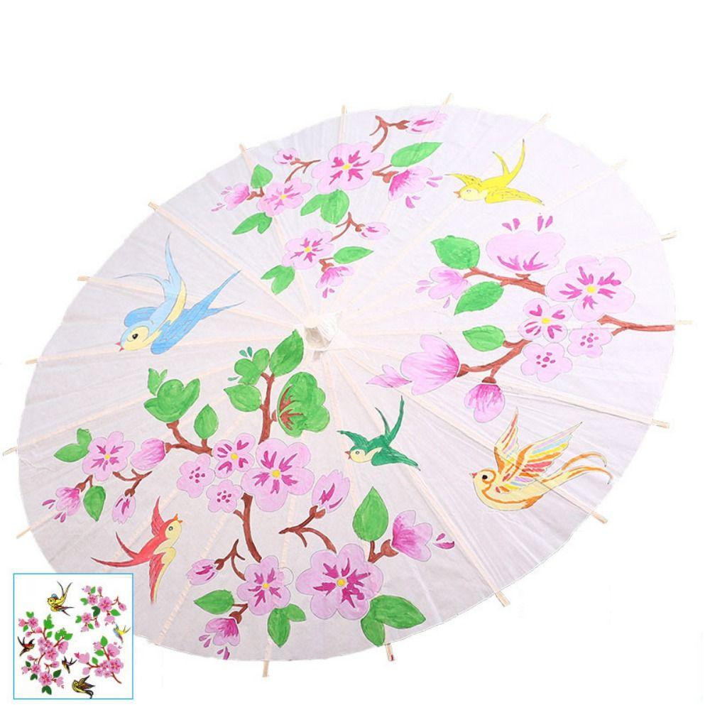 Comfortable Grip Blank Paper Umbrella DIY Wood Drawing Umbrella Oil Paper Umbrella  Dance Prop