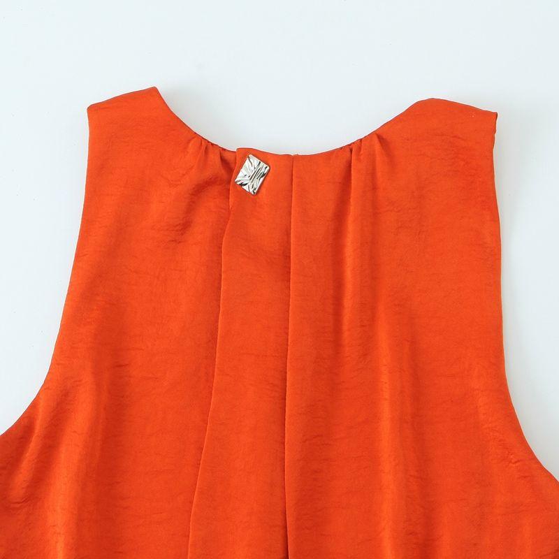 Kaslead New Women Clothes Western Style Pleat Decorative Silk Satin Texture Dress 2544313 615