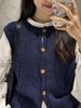 French Cable Knit Cardigan Vest & Early Autumn Long Sleeve Shirt Set for Women
