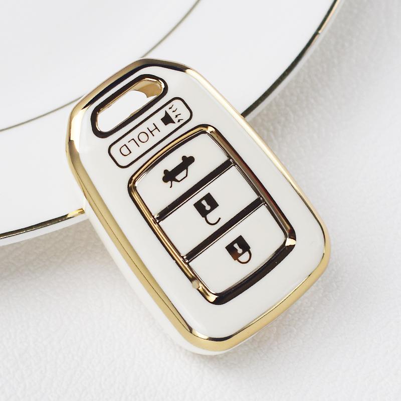 4 Button Soft TPU Car Key Cover Case FOB Shell for Honda Accord 2016 2017 Civic 2016 2017 2018 2019 Remote Keyless Bag Protector Accessories