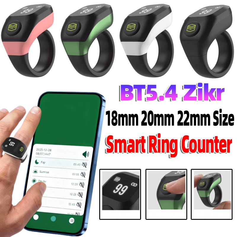 Умное кольцо BT5.4 Счетчик Перезаряжаемый OLED-дисплей Кольца-счетчики Тасбих Подсчет пальцев Кольца для вибрации Напоминания о молитве